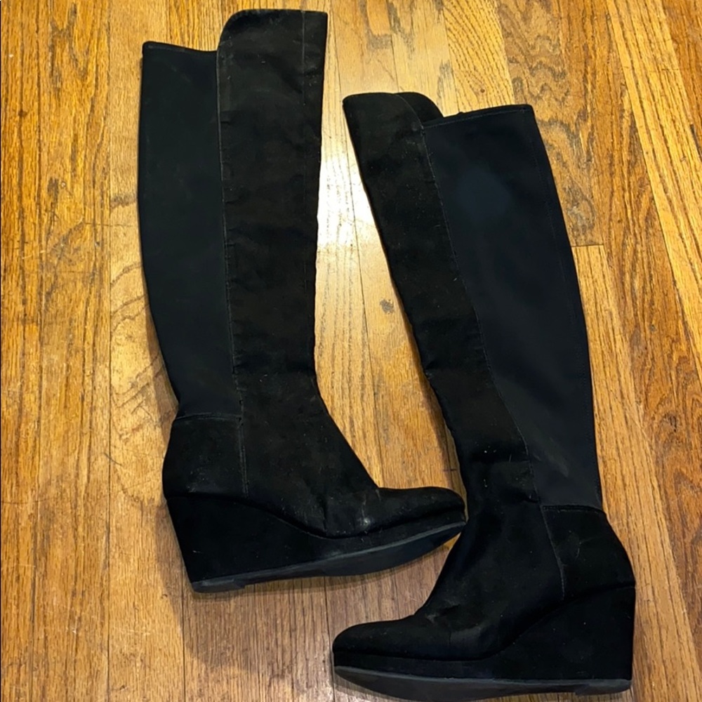 H&M Suede + spandex knee high boots
